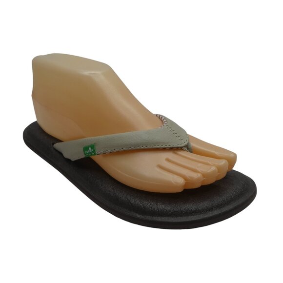 Sanuk Yoga Chakra Tan Cushioned Flip Flops Sandals Womens 7 - Picture 1 of 13